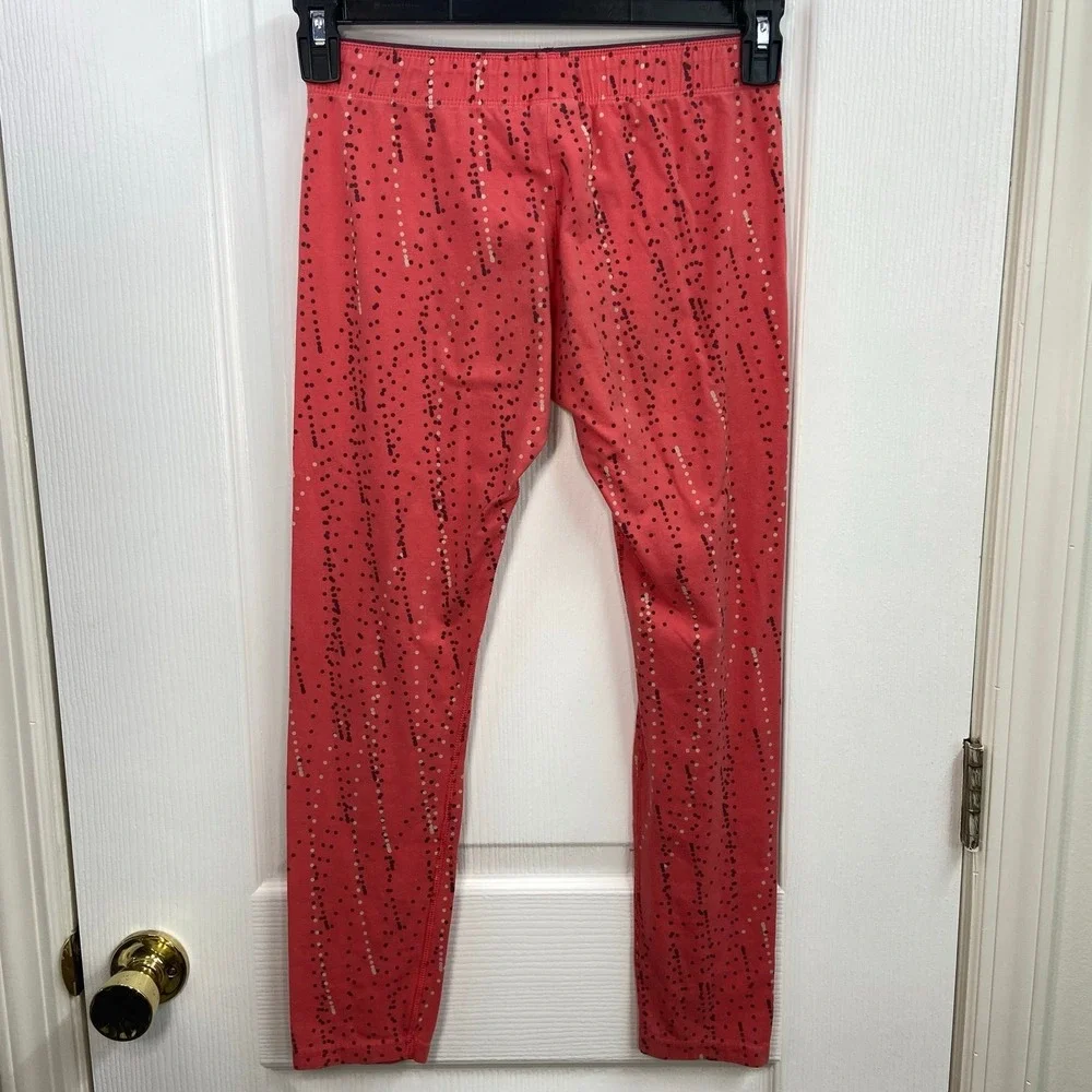 Nike youth‎ coral pull on stretch polka dot print athletic active leggings XL